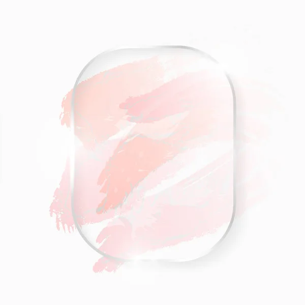 Silbrig glänzender Rechteckrahmen mit rosafarbenen Pinselstrichen isoliert auf Weiß. Weihnachtskartendesign. goldene Luxuslinie Grenze für Einladung, Verkauf, Mode, Hochzeit, Foto usw. Vektor — Stockvektor