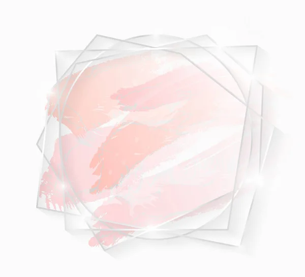 Silbrig glänzender Kunstrahmen mit rosafarbenen Pinselstrichen isoliert auf Weiß. Weihnachtskartendesign. goldene Luxuslinie Grenze für Einladung, Verkauf, Mode, Hochzeit, Foto usw. Vektor — Stockvektor