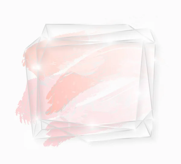 Silbrig glänzender Kunstrahmen mit rosafarbenen Pinselstrichen isoliert auf Weiß. Weihnachtskartendesign. goldene Luxuslinie Grenze für Einladung, Verkauf, Mode, Hochzeit, Foto usw. Vektor — Stockvektor