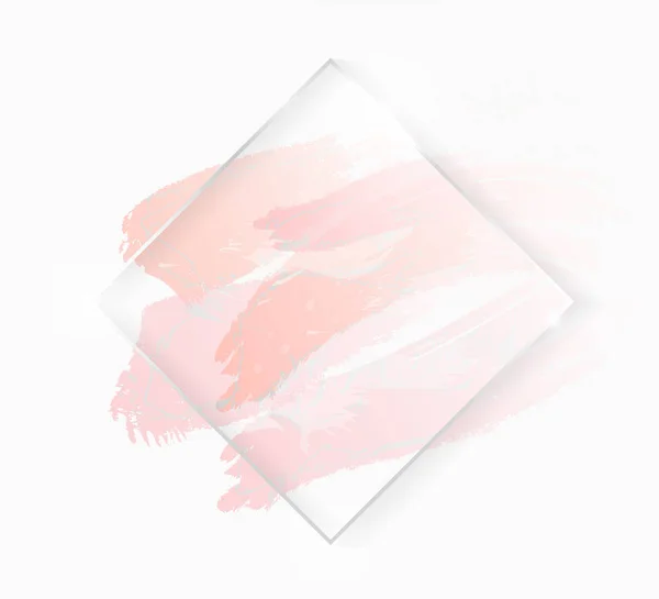 Silbrig glänzender Rautenrahmen mit rosafarbenen Pinselstrichen isoliert auf Weiß. Weihnachtskartendesign. goldene Luxuslinie Grenze für Einladung, Verkauf, Mode, Hochzeit, Foto usw. Vektor — Stockvektor
