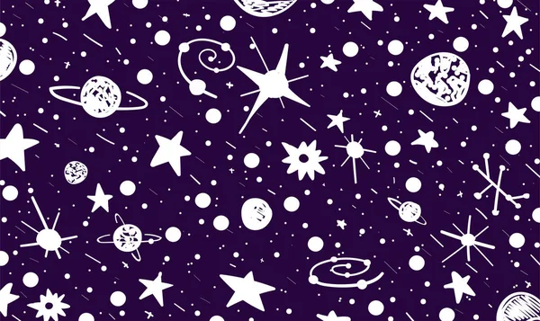 手溺れスクラッチスタイルの夜空の背景。宇宙、星、惑星。スペースバイオレットと白の抽象 — ストック写真