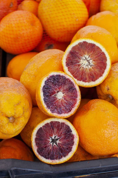 Organic Fresh Red Oranges Picking Juicy Citrus Farm Selling Fresh — Stock Photo, Image