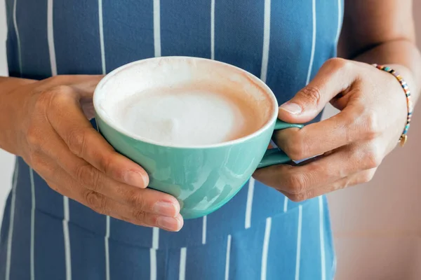 Cup Morning Coffee Hands Young Woman — Stock Photo, Image