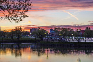 Tsaritsyno parkında gün batımı, Moskova, Rusya Federasyonu