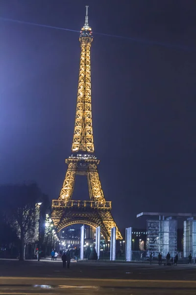 Gyönyörű Eiffel Torony Éjszakai Kilátás Párizs — Stock Fotó