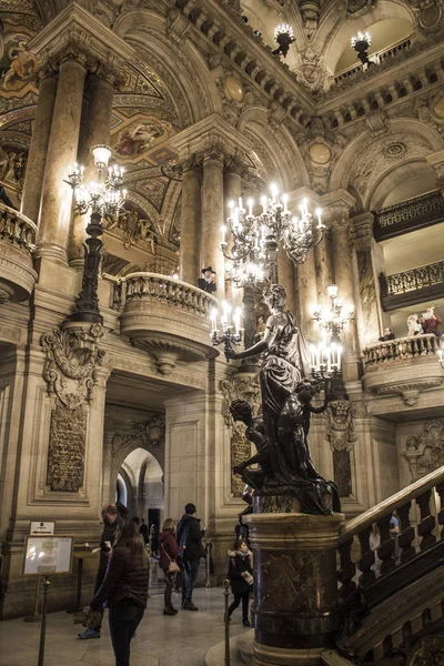 Varanda Lustre Palais Garnier Opera House Paris 2018 — Fotografia de Stock