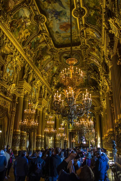 Decke Und Kronleuchter Foyer Des Opernhauses Palais Garnier Paris — Stockfoto