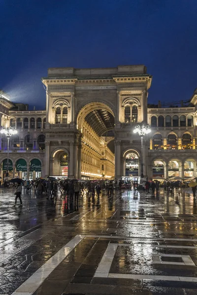 Vittorio Emanuele Galerieblick Bei Nacht Mailand — Stockfoto