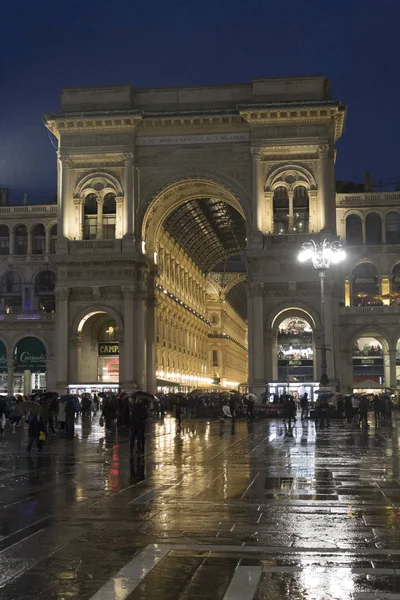 Vittorio Emanuele Galerie Pohled Noci — Stock fotografie