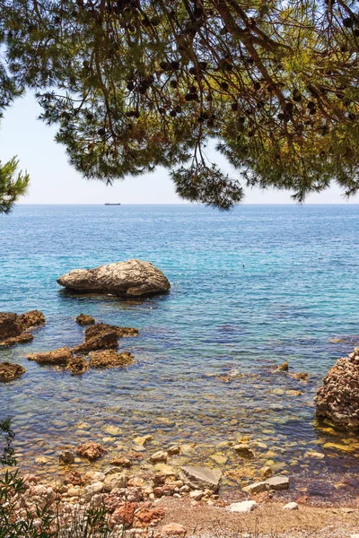 Vista Mar Adriático Con Agua Azul Montenegro Fondo Viaje Paisaje —  Fotos de Stock