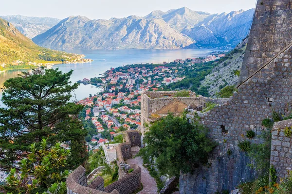 Vista Desde Arriba Antigua Ciudad Kotor Bahía Boka Kotor Mar —  Fotos de Stock