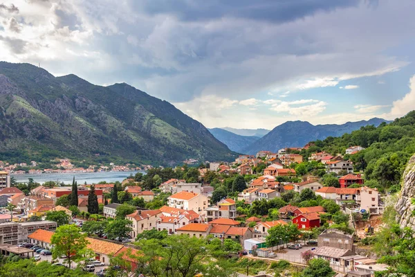 Panoramic View Old City Kotor Adriatic Sea Coastline Mountains Montenegro — Stock Photo, Image