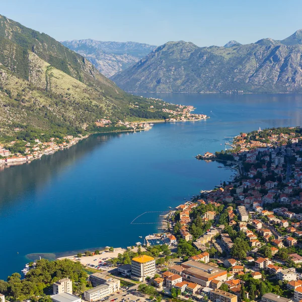 Vista Dall Alto Sulla Città Vecchia Kotor Baia Boka Kotor — Foto Stock