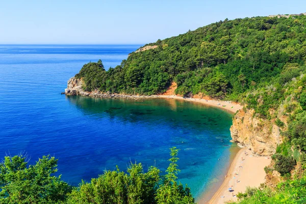 Vista Desde Arriba Costa Del Mar Adriático Playa Mogren Montenegro —  Fotos de Stock
