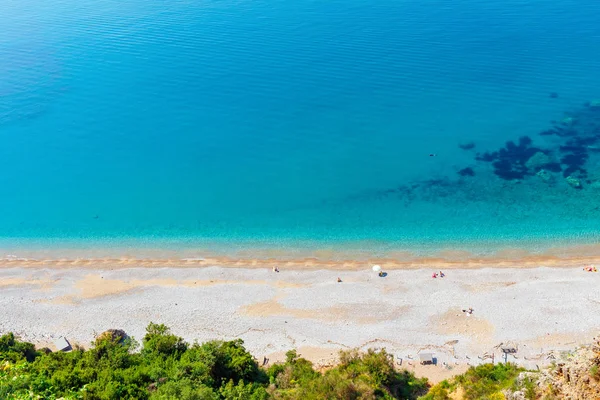 Vue Haut Sur Plage Eau Turquoise Dans Mer Adriatique Monténégro — Photo