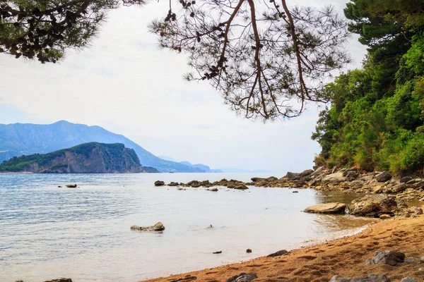 Spiaggia Mogren Con Grandi Pietre Isola Sveti Nikola Sulla Costa — Foto Stock