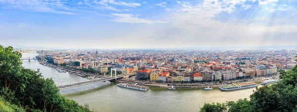 Вид Сверху Город Будапешт Исторический Район Реку Дунай Венгрии Панорамный — стоковое фото