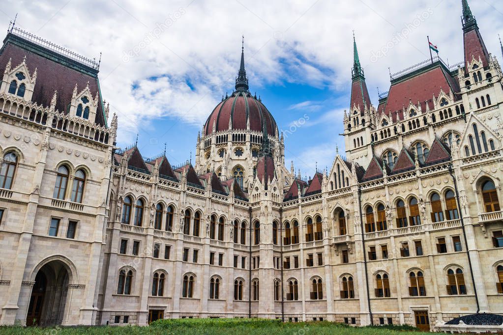 Editorial Facade of parliament building in Budapest city,Hungary.