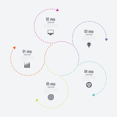 Infographics Şablon 5 daire seçenekleriyle