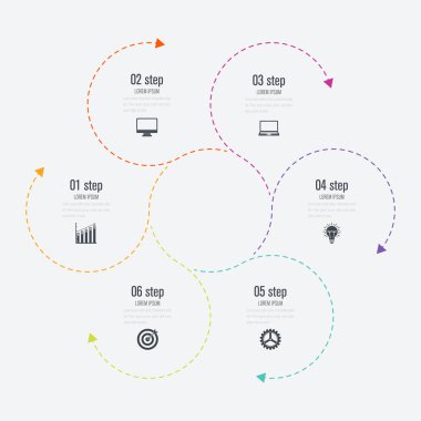 Infographics Şablon 6 daire seçenekleriyle