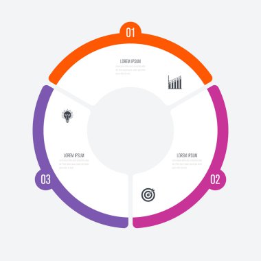 Infographics Şablon 3 daire seçenekleriyle