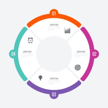 Infographics Şablon 4 daire seçenekleriyle