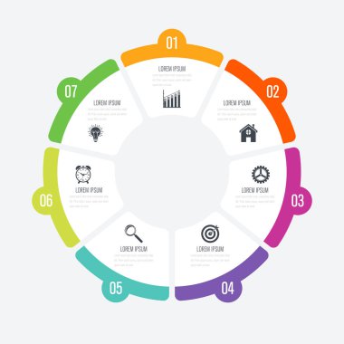 Infographics Şablon 7 daire seçenekleriyle