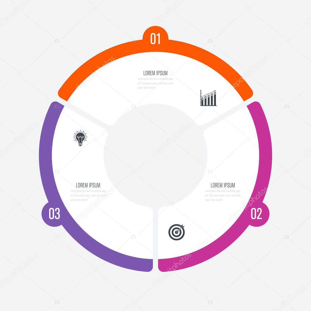 Infographics template 3 options with circle