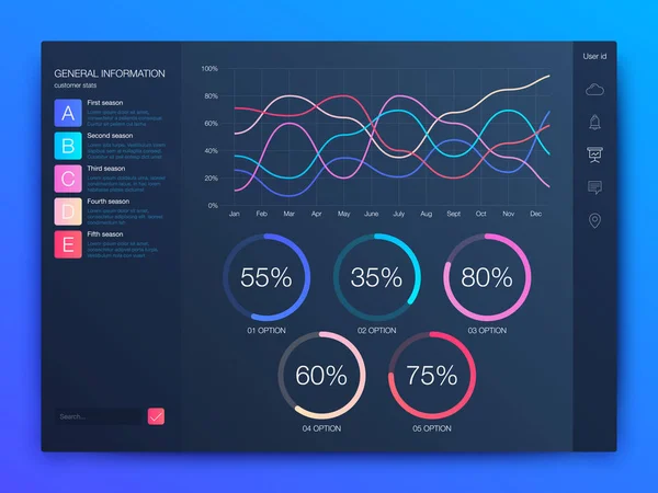 Dashboard infographic template with modern design — Stock Vector