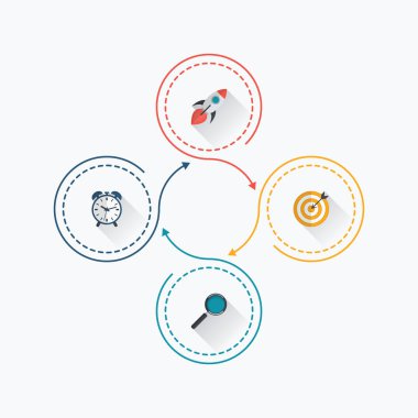 Infographics Şablon 4 daire seçenekleriyle