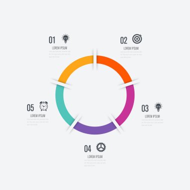 Infographics Şablon 5 daire seçenekleriyle