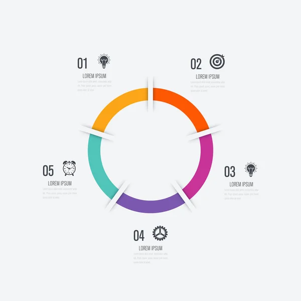 Шаблон інфографіки 5 параметрів з колом — стоковий вектор