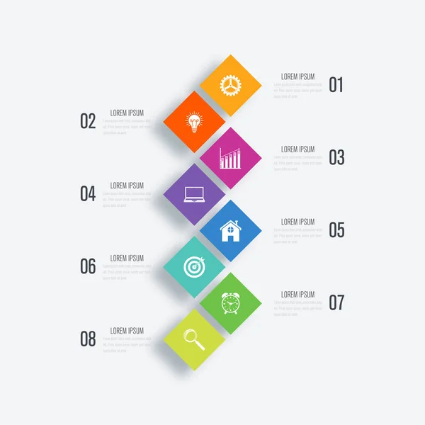 Infografías de ilustración vectorial 8 opciones — Vector de stock