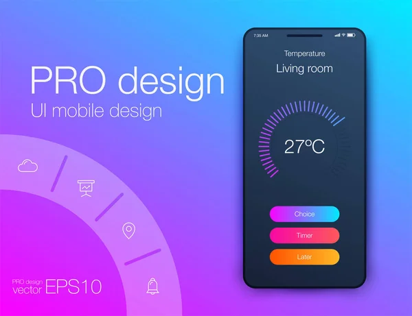 Timer klok toepassing Ui design concept. UX-design — Stockvector