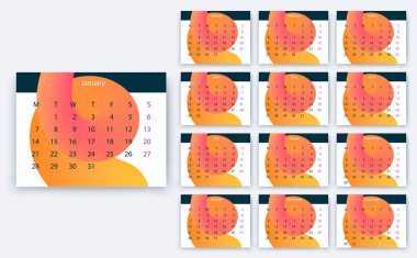 Basit Takvim 2019 yesr, hisse senedi vektör tasarım eps10.