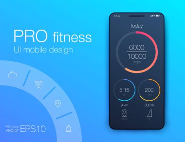 Fitness uygulama UI ux tasarım. UI tasarım konsepti ile web elemanları