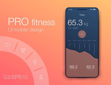 Fitness uygulama UI ux tasarım. UI tasarım konsepti ile web elemanları