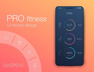 Fitness uygulama UI ux tasarım. UI tasarım konsepti ile web elemanları