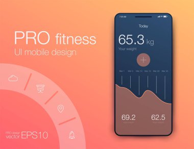 Fitness uygulama UI ux tasarım. UI tasarım konsepti ile web elemanları