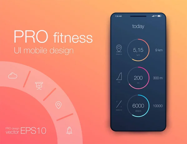 Fitness uygulama UI ux tasarım. UI tasarım konsepti ile web elemanları
