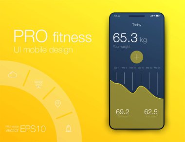 Fitness uygulama UI ux tasarım. UI tasarım konsepti ile web elemanları