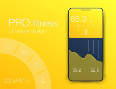 Fitness uygulama UI ux tasarım. UI tasarım konsepti ile web elemanları