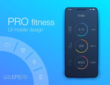 Fitness uygulama UI ux tasarım. UI tasarım konsepti ile web elemanları