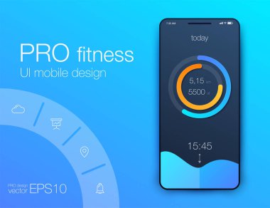 Fitness uygulama UI ux tasarım. UI tasarım konsepti ile mobil cihazlar için egzersiz uygulamasının web elemanları