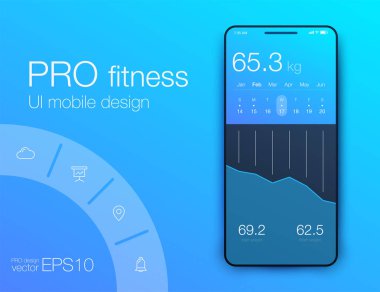 Fitness uygulama UI ux tasarım. UI tasarım konsepti ile web elemanları
