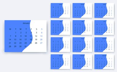 Basit Takvim 2019 yesr, hisse senedi vektör tasarım eps10.