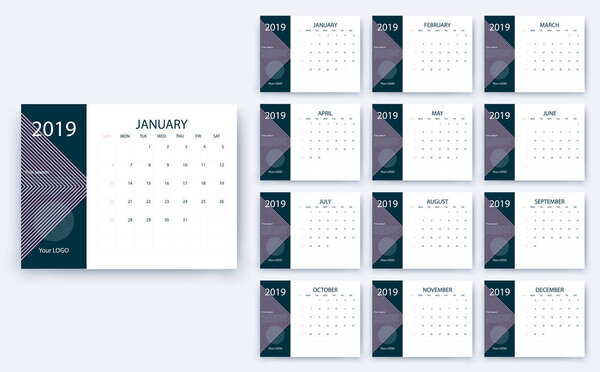 simple calendar 2019 yesr, Stock vector design eps10.