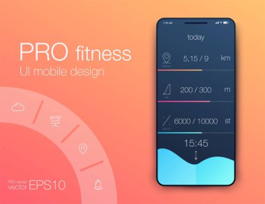 Fitness uygulama UI ux tasarım. UI tasarım konsepti ile web elemanları