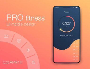 Fitness uygulama UI ux tasarım. UI tasarım konsepti ile web elemanları
