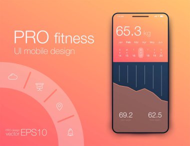 Fitness uygulama UI ux tasarım. UI tasarım konsepti ile web elemanları